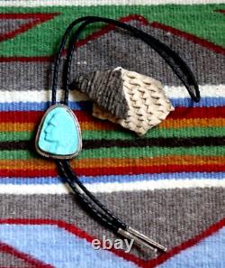 Vintage CARVED TURQUOISE BOLO pendant Native Chief bust head sterling RRC Navajo