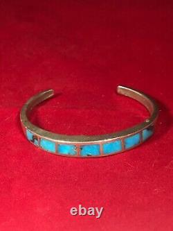 Vintage Classic Navajo Sterling Silver Turquoise Cuff Bracelet