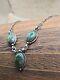 Vintage Cortez Navajo Sterling Silver Carrillo Turquoise Necklace Y Drop