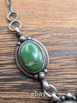 Vintage Cortez Navajo Sterling Silver Carrillo Turquoise Necklace Y Drop