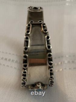 Vintage Cuff Bracelet Navajo Sterling Silver & Turquoise Cluster Nuggets 57g