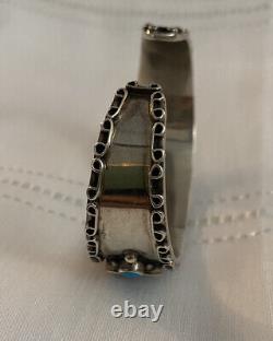 Vintage Cuff Bracelet Navajo Sterling Silver & Turquoise Cluster Nuggets 57g