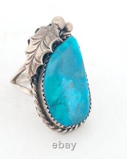 Vintage Davey Morgan, Navajo Sterling Silver Turquoise Ring Size 7