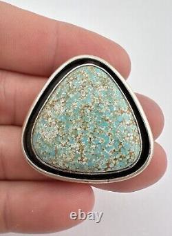 Vintage Doug Zachary Navajo Sterling Silver #8 Turquoise Shadowbox Pin Pendant