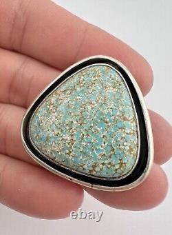 Vintage Doug Zachary Navajo Sterling Silver #8 Turquoise Shadowbox Pin Pendant