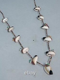 Vintage Duck Fetish Shell and Heishi Bead Necklace 25 inch