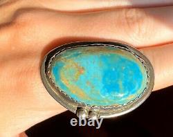 Vintage E & C Fierro Huge Turquoise Navajo Men's Ring Sterling 925 Size 13.5