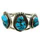 Vintage E Navajo Southwest Sterling Silver Blue Turquoise Cuff 45g