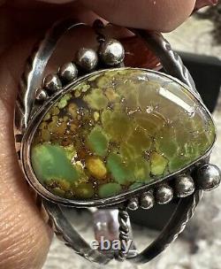 Vintage Early Navajo Native American Turquoise Sterling Signed Jesse