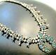 Vintage Estate Old Pawn Navajo Sterling Silver Turquoise Squash Blossom Necklace