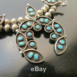 Vintage Estate Old Pawn Navajo Sterling Silver Turquoise Squash Blossom Necklace