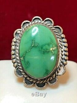 Vintage Estate Sterling Native American Indian Turquoise Ring Signed Royston