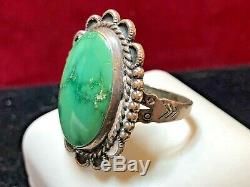 Vintage Estate Sterling Native American Indian Turquoise Ring Signed Royston