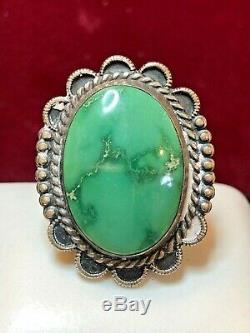 Vintage Estate Sterling Native American Indian Turquoise Ring Signed Royston