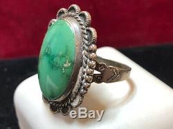 Vintage Estate Sterling Native American Indian Turquoise Ring Signed Royston