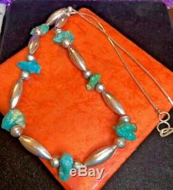 Vintage Estate Sterling Native American Turquoise Ring Necklace Southwestern