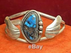 Vintage Estate Sterling Silver Bisbee Turquoise Cuff Bracelet Native American