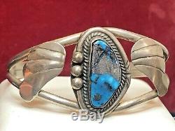 Vintage Estate Sterling Silver Bisbee Turquoise Cuff Bracelet Native American