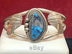 Vintage Estate Sterling Silver Bisbee Turquoise Cuff Bracelet Native American