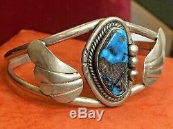 Vintage Estate Sterling Silver Bisbee Turquoise Cuff Bracelet Native American