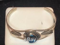 Vintage Estate Sterling Silver Bisbee Turquoise Cuff Bracelet Native American