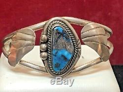 Vintage Estate Sterling Silver Bisbee Turquoise Cuff Bracelet Native American