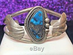 Vintage Estate Sterling Silver Bisbee Turquoise Cuff Bracelet Native American