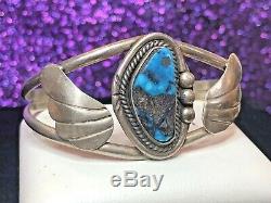 Vintage Estate Sterling Silver Bisbee Turquoise Cuff Bracelet Native American