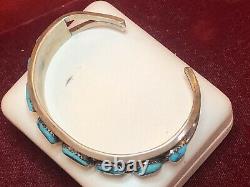 Vintage Estate Sterling Silver Native American Cuff Bracelet Turquoise Signed Hn