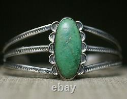 Vintage Fred Harvey Era Native American Turquoise Sterling Silver Cuff Bracelet