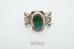 Vintage Fred Harvey Era Navajo Sterling Silver Turquoise Ring Size 6