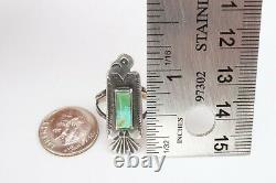 Vintage Fred Harvey Era Navajo Sterling Silver Turquoise Thunderbird Ring Size 5