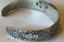 Vintage Fred Harvey Era Sterling Silver Turquoise Cuff Bracelet