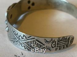 Vintage Fred Harvey Era Sterling Silver Turquoise Cuff Bracelet