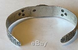 Vintage Fred Harvey Era Sterling Silver Turquoise Cuff Bracelet