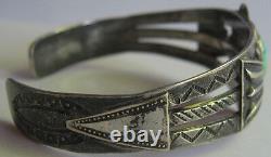 Vintage Fred Harvey Navajo Indian Silver Turquoise Cuff Bracelet