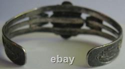 Vintage Fred Harvey Navajo Indian Silver Turquoise Cuff Bracelet