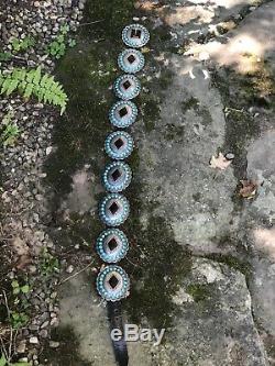 Vintage Fred Peshlakai Navajo Turquoise & Sterling Silver Concho Belt Signed