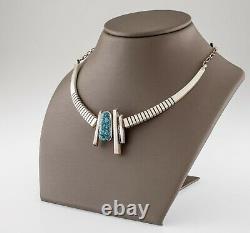 Vintage George & Nusie Henry Navajo Turquoise Contemporary Sterling Necklace