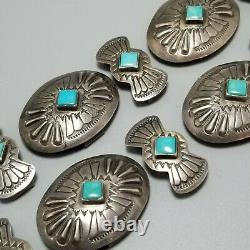 Vintage Geraldine Yazzie Belt Buckle & Concho Set, Navajo, Sterling & Turquoise