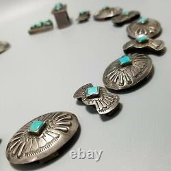 Vintage Geraldine Yazzie Belt Buckle & Concho Set, Navajo, Sterling & Turquoise