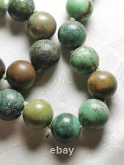 Vintage Green Blue Brown Turquoise Navajo Pearls Beads Gold Filled GF Necklace