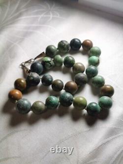 Vintage Green Blue Brown Turquoise Navajo Pearls Beads Gold Filled GF Necklace