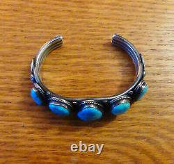 Vintage HARRY MORGAN Navajo Sterling Silver & Turquoise Bracelet Cuff, 66.5 Gr