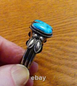 Vintage HARRY MORGAN Navajo Sterling Silver & Turquoise Bracelet Cuff, 66.5 Gr