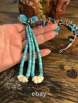 Vintage Handmade MEDITERRANEAN CORAL NECKLACE Turquoise Tabs Jaclas Jocla 925