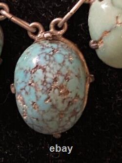 Vintage Handmade Navajo Zuni Sterling Turquoise Necklace/Ring/Earrings Set