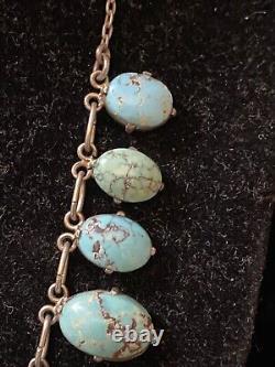 Vintage Handmade Navajo Zuni Sterling Turquoise Necklace/Ring/Earrings Set