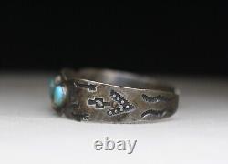 Vintage Harvey Era Navajo Native American Sterling Silver Turquoise Bracelet