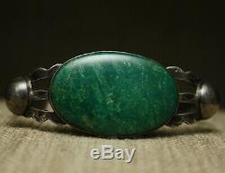 Vintage Harvey Era Navajo Sterling Silver Turquoise Cuff Bracelet